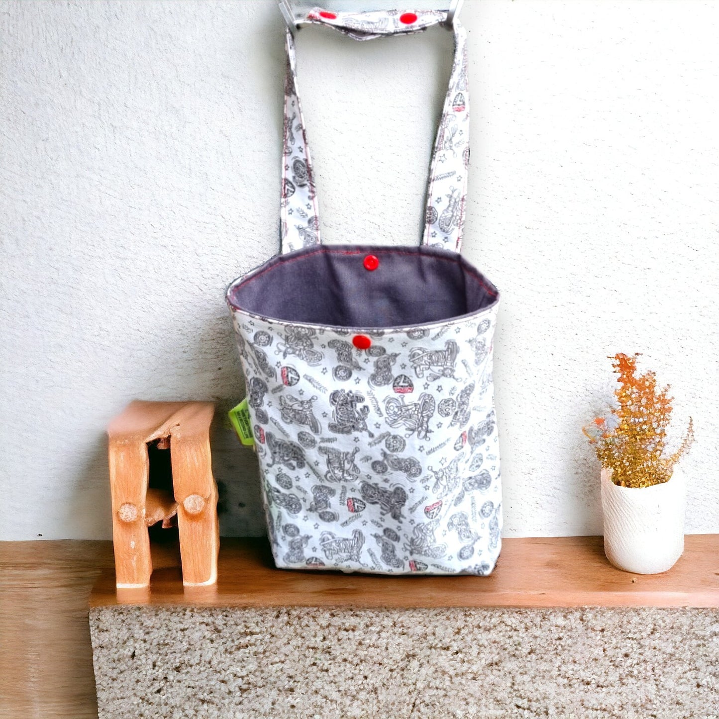 Car & Home Tidy Bag with Motorbike Harley Davidson in grey & white colour