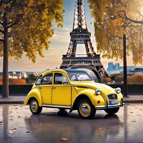 Drink Bottle 750ml - Eiffel Tower & 2CV