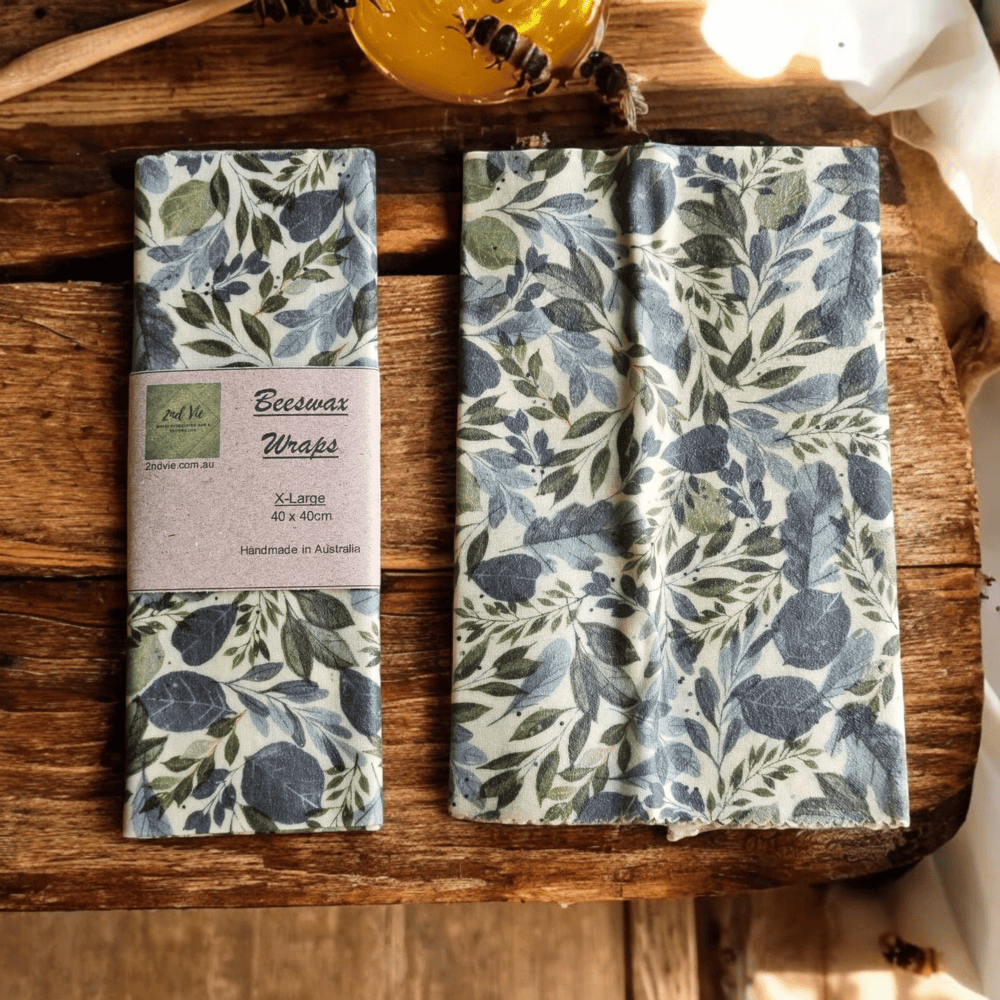 Leafy print natural beeswax food wrap