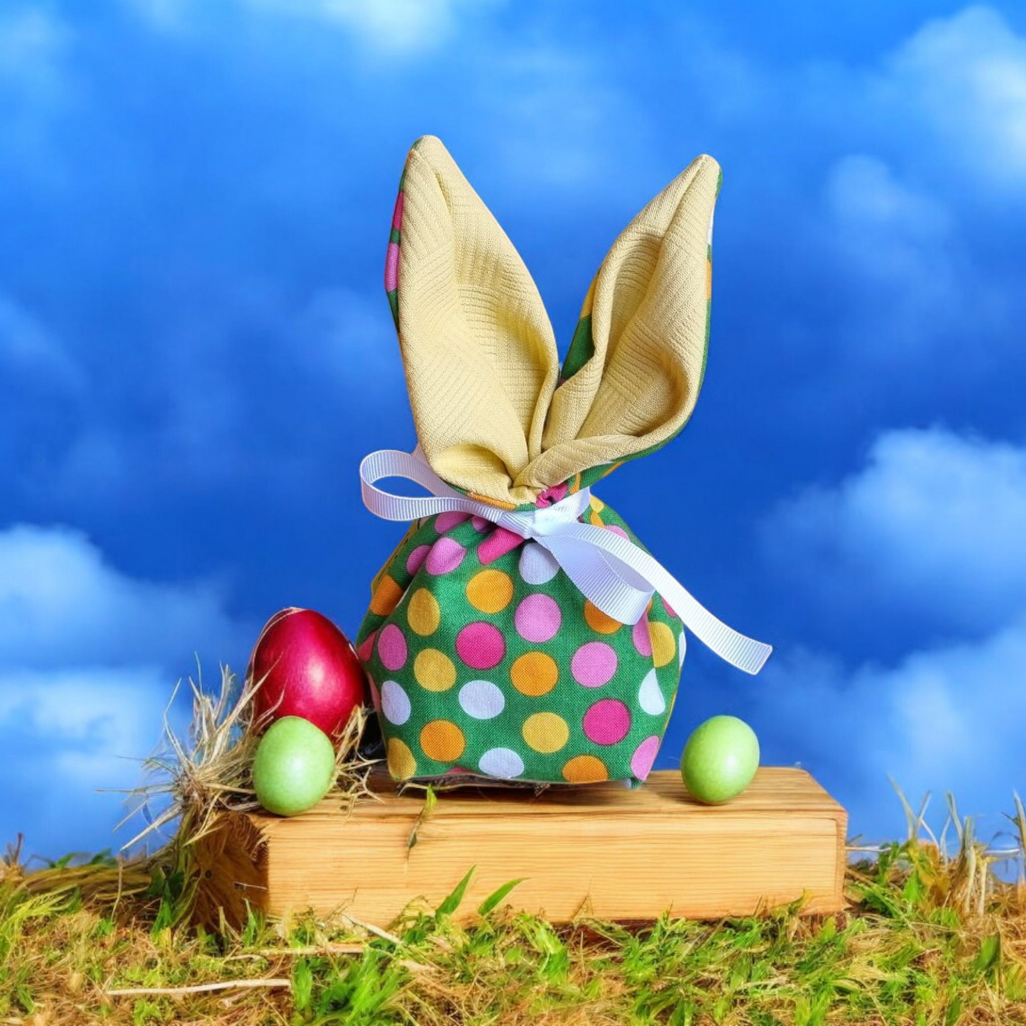 Bunny Ear Treat Bags - Reusable Cotton Gift Sacks, Treat Holders