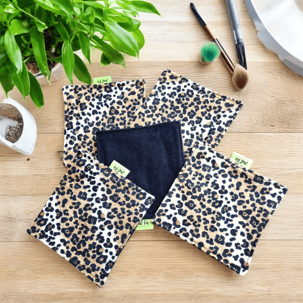Flannel Face Wipes - Small - Leopard - Pack of 5