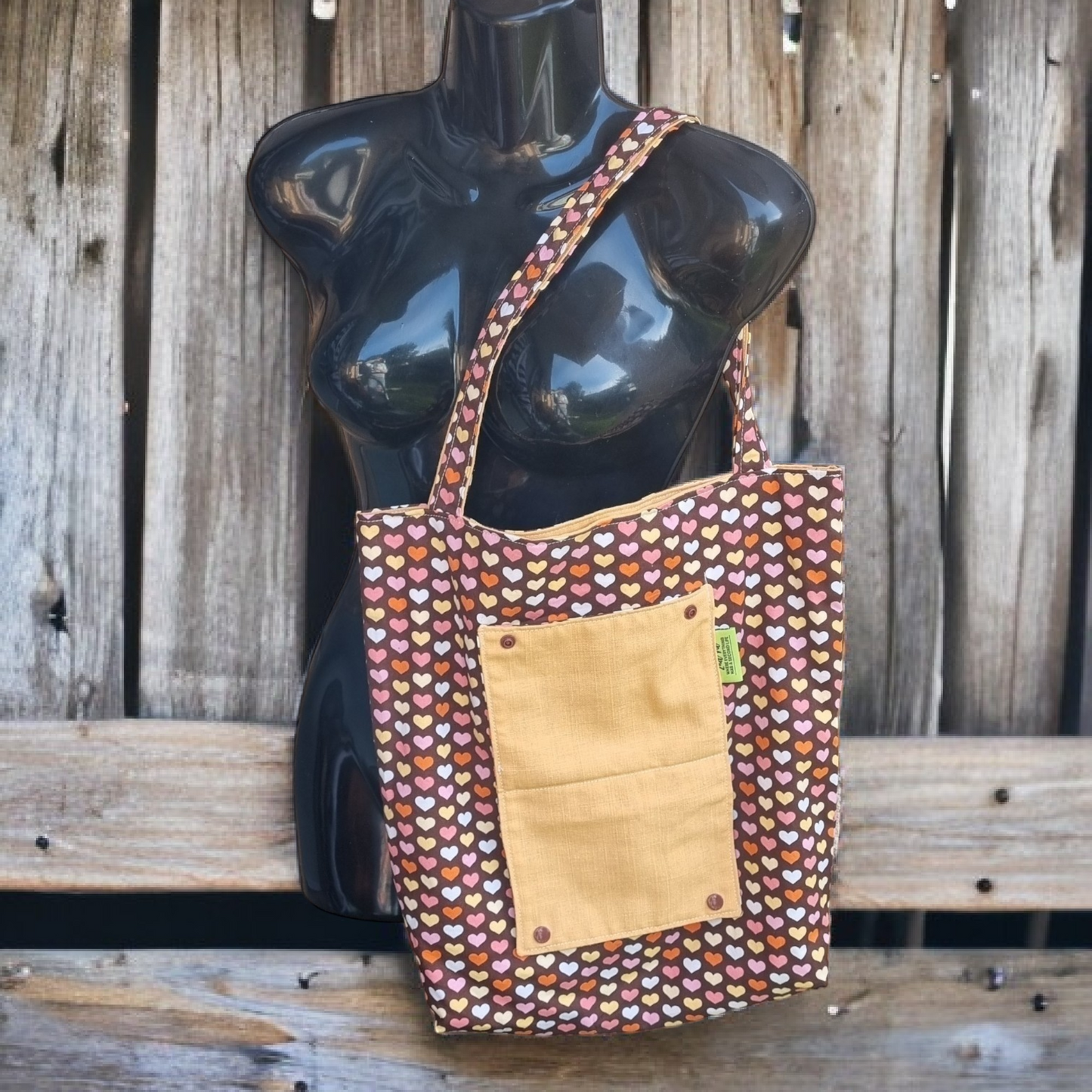 Reversible Fold-Up Tote Bag with pocket