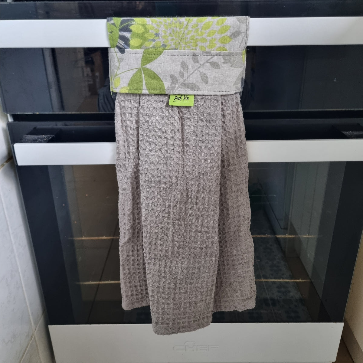 Hanging Tea Towel - Green & Grey Floral