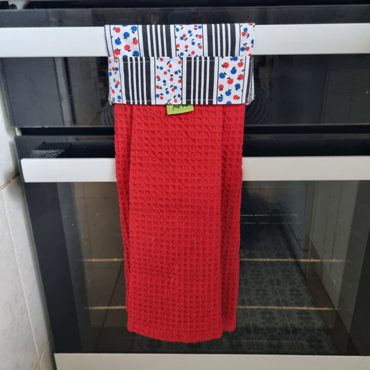Hanging Tea Towel - Retro Apples & Stripes
