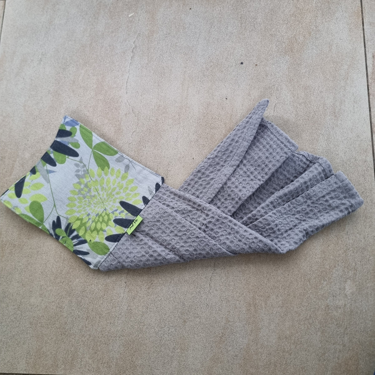 Hanging Tea Towel - Green & Grey Floral