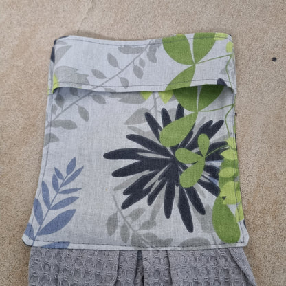 Hanging Tea Towel - Green & Grey Floral
