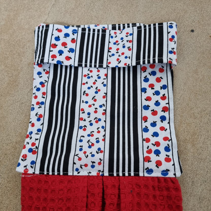Hanging Tea Towel - Retro Apples & Stripes
