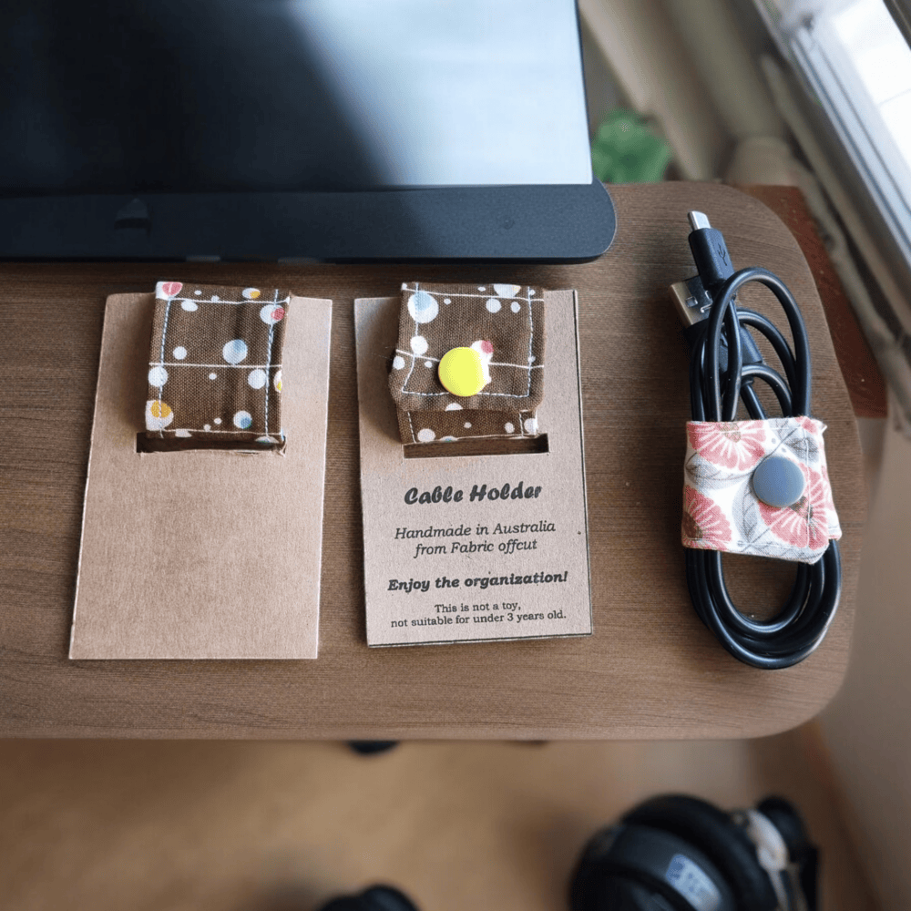 Brown & colourful dots Cable Holder Organiser multiple cable storage