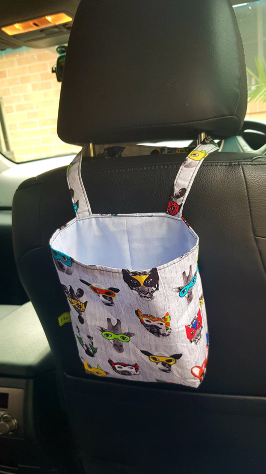 Tidy bag versatile car organizer with adjustable handle and snap clip