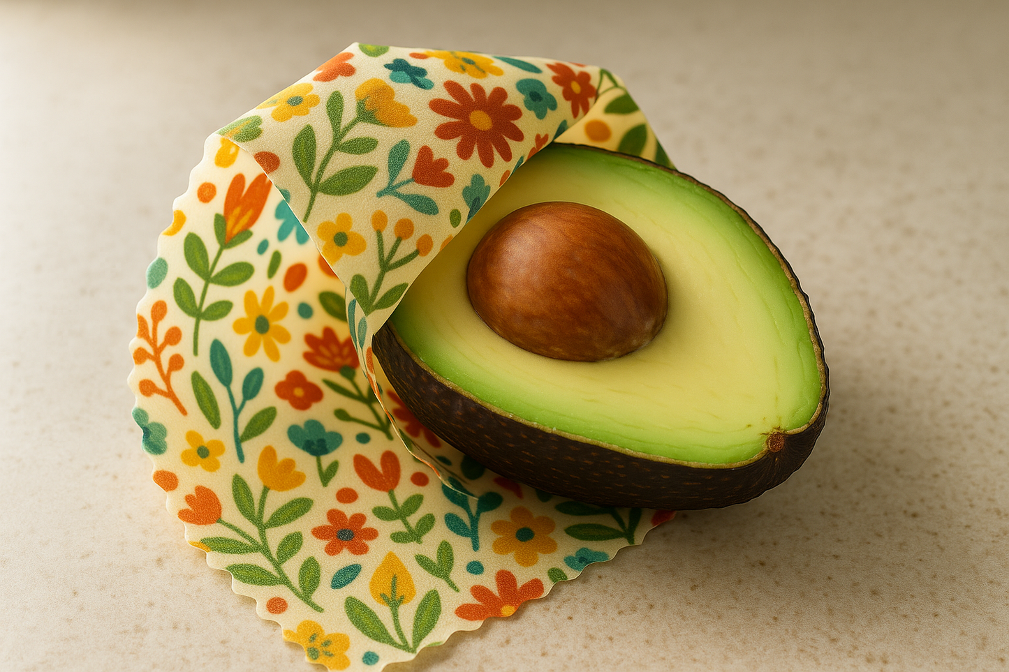 Fruit wrapped in beeswax wrap showing eco-friendly food storage