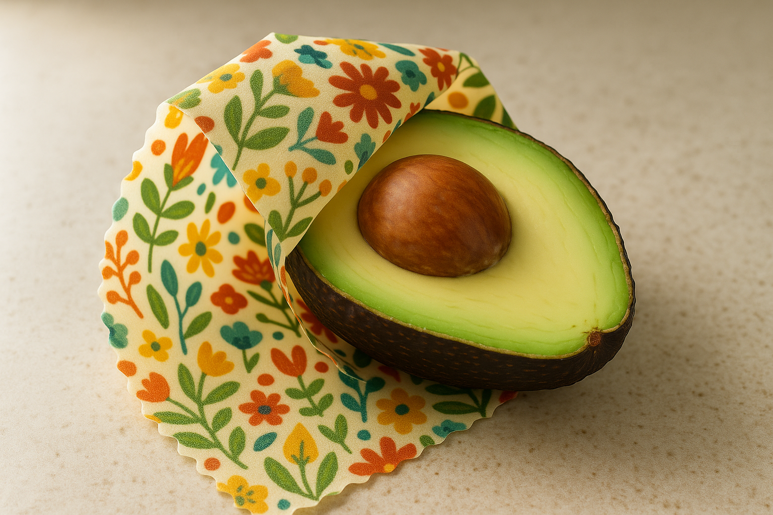 Fruit wrapped in beeswax wrap showing eco-friendly food storage