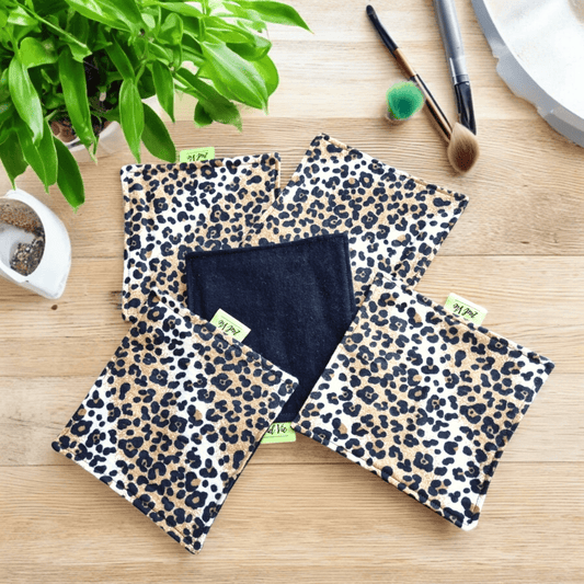 Flannel Face Wipes - Small - Leopard - Pack of 5