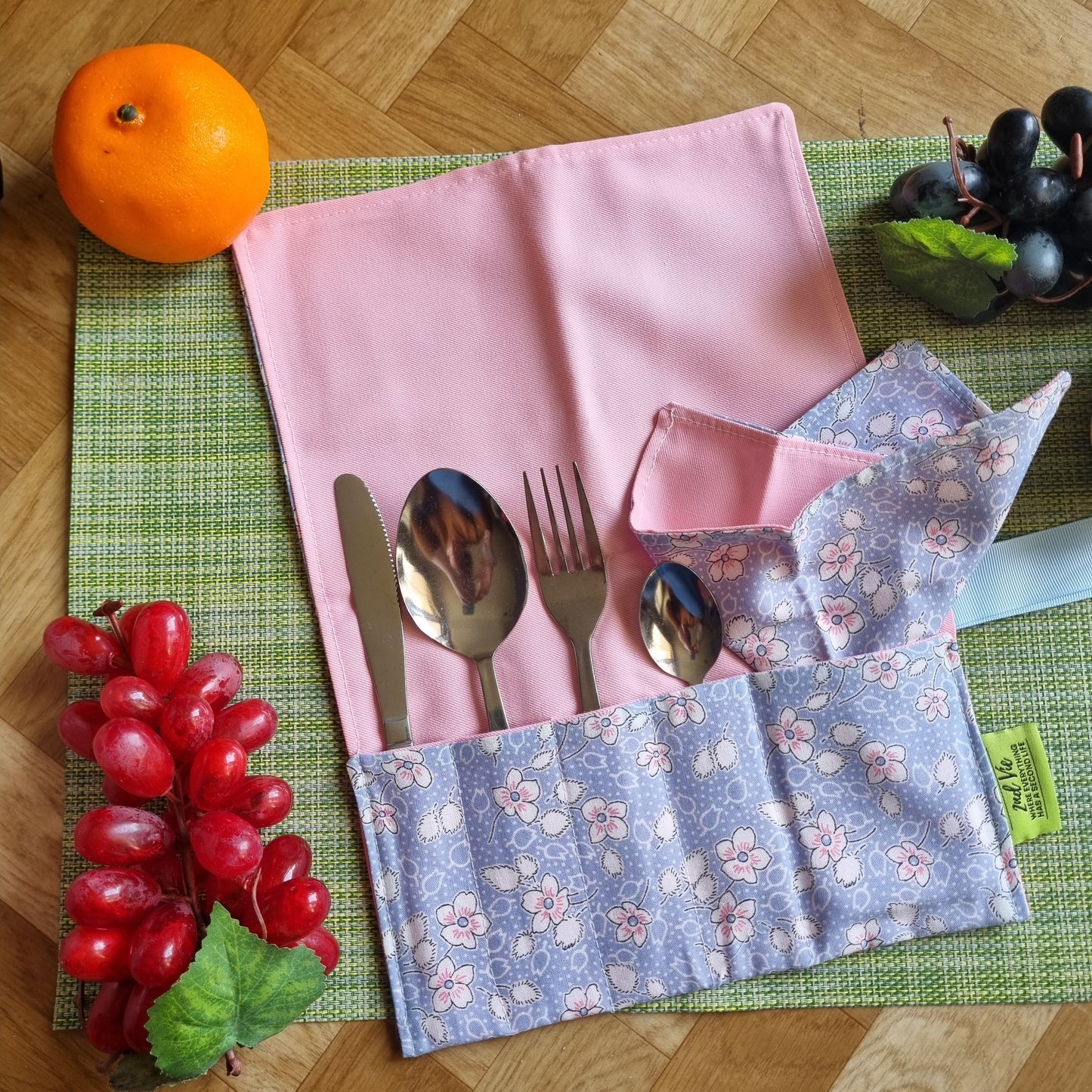 Cutlery Roll & Napkin Set - Eco-Friendly Foldable Picnic Travel Reusable