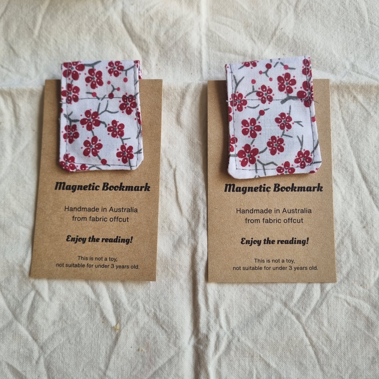 Magnetic Bookmark  Handmade from Fabric Offcuts - Unique Designs - Cherry Blossom