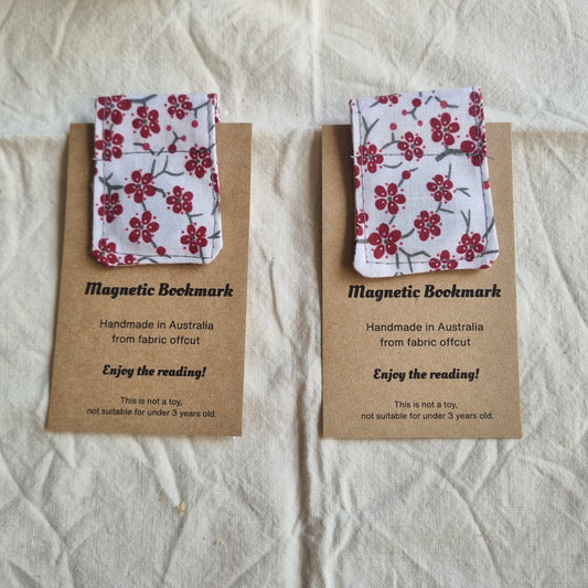 Magnetic Bookmark  Handmade from Fabric Offcuts - Unique Designs - Cherry Blossom