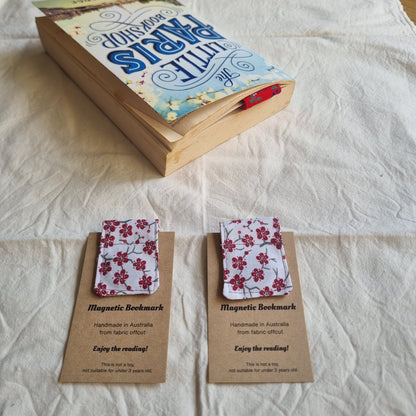 Magnetic Bookmark  Handmade from Fabric Offcuts - Unique Designs - Cherry Blossom