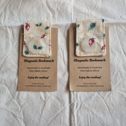 Magnetic Bookmark  Handmade from Fabric Offcuts - Unique Designs - Rosebuds
