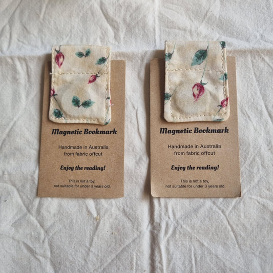 Magnetic Bookmark  Handmade from Fabric Offcuts - Unique Designs - Rosebuds