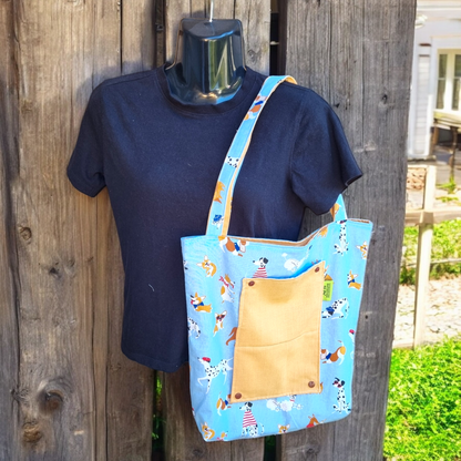 Reversible Fold-Up Tote  Bag with pocket