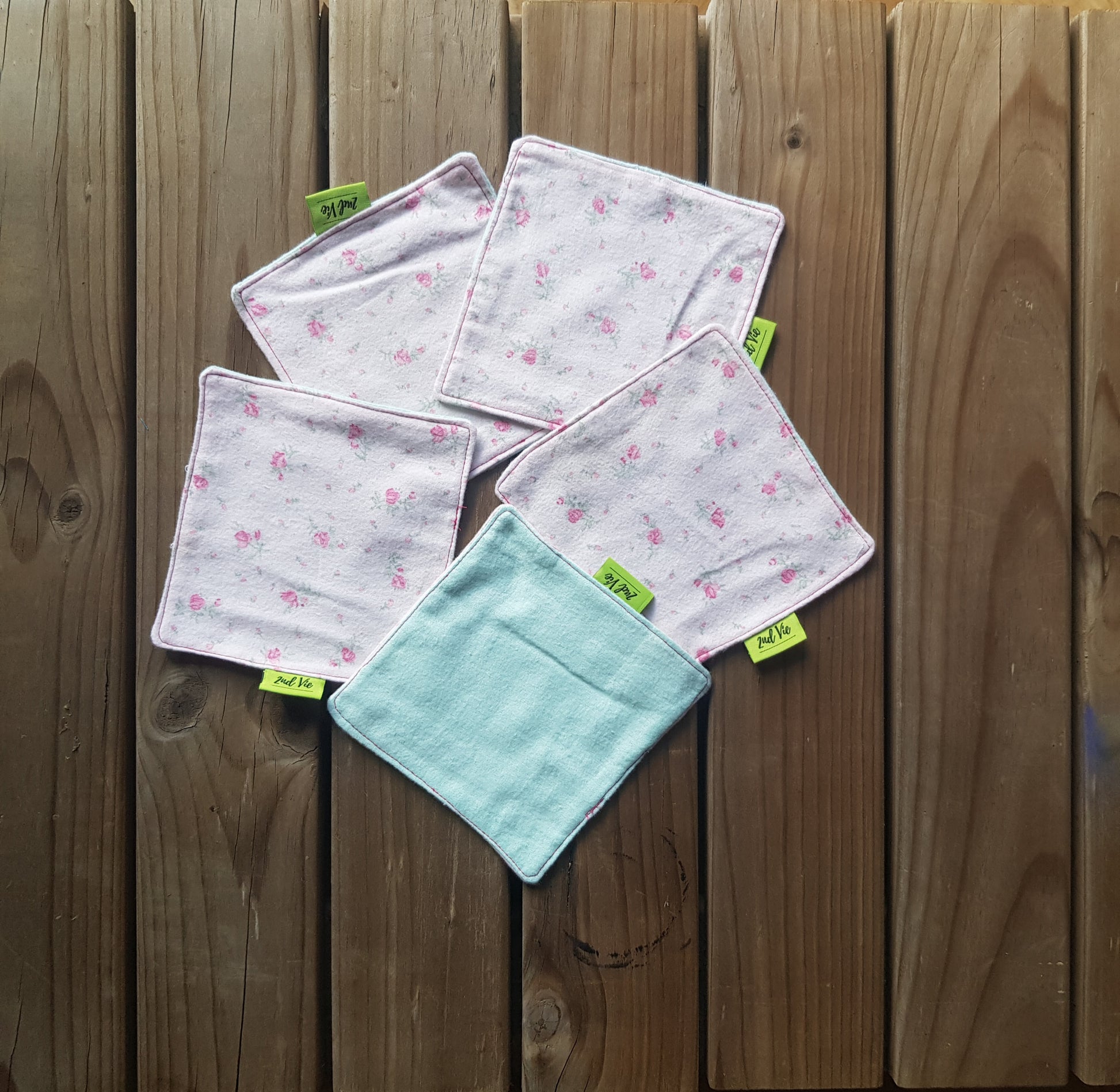 Flannel Reusable Face Wipes - Small -  Pack of  5